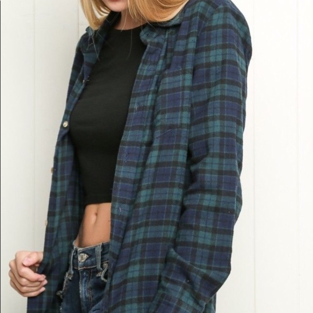 blue and green Brandy Melville flannel❄️🍀